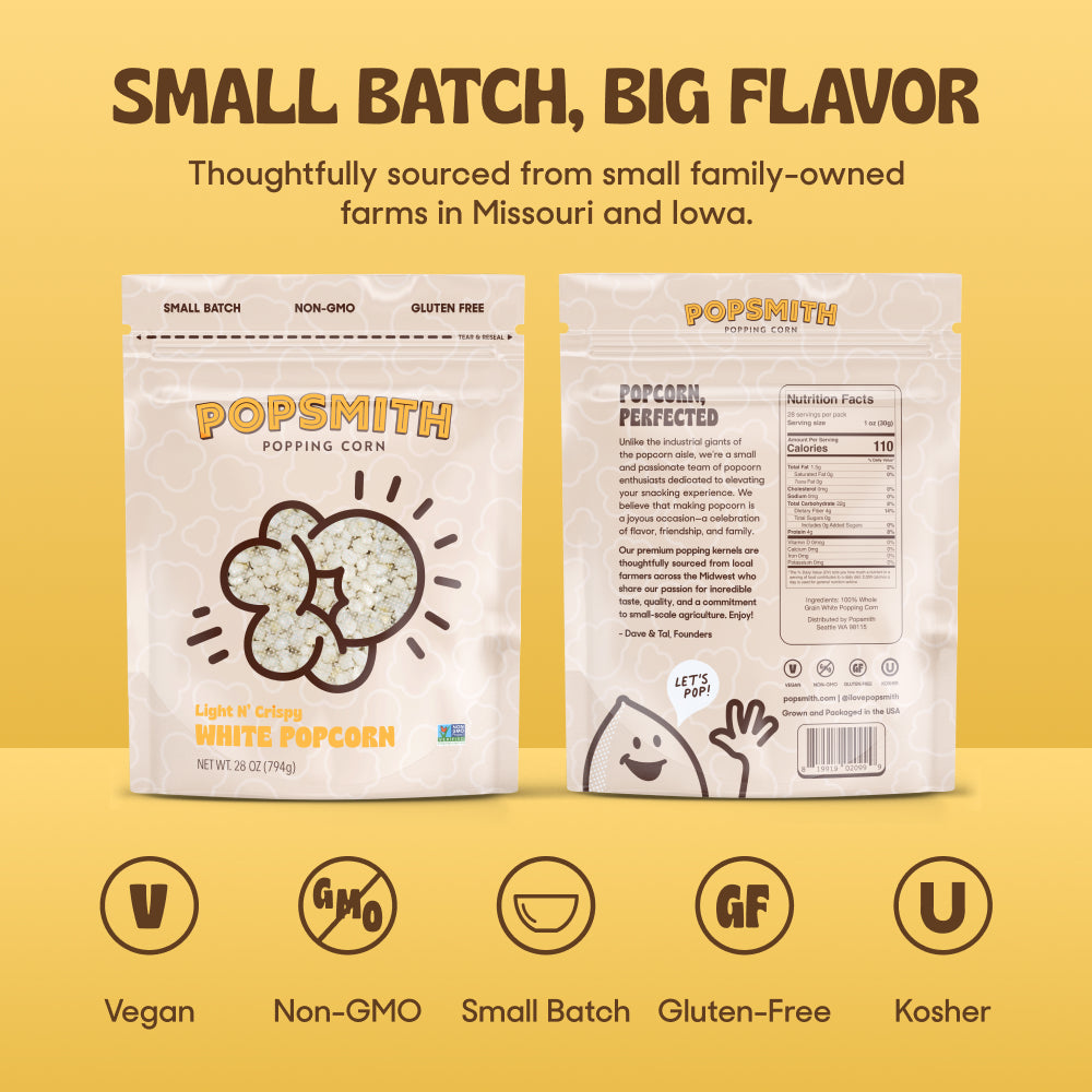 Yellow and White Popping Corn Kernels - Popsmith