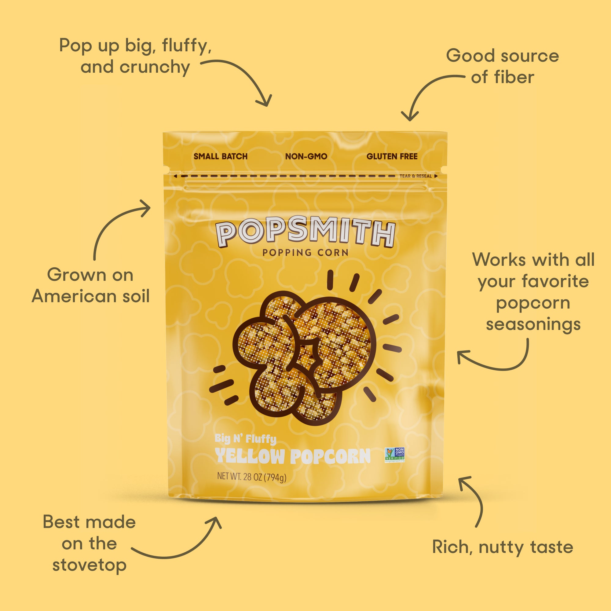 Yellow and White Popping Corn Kernels - Popsmith