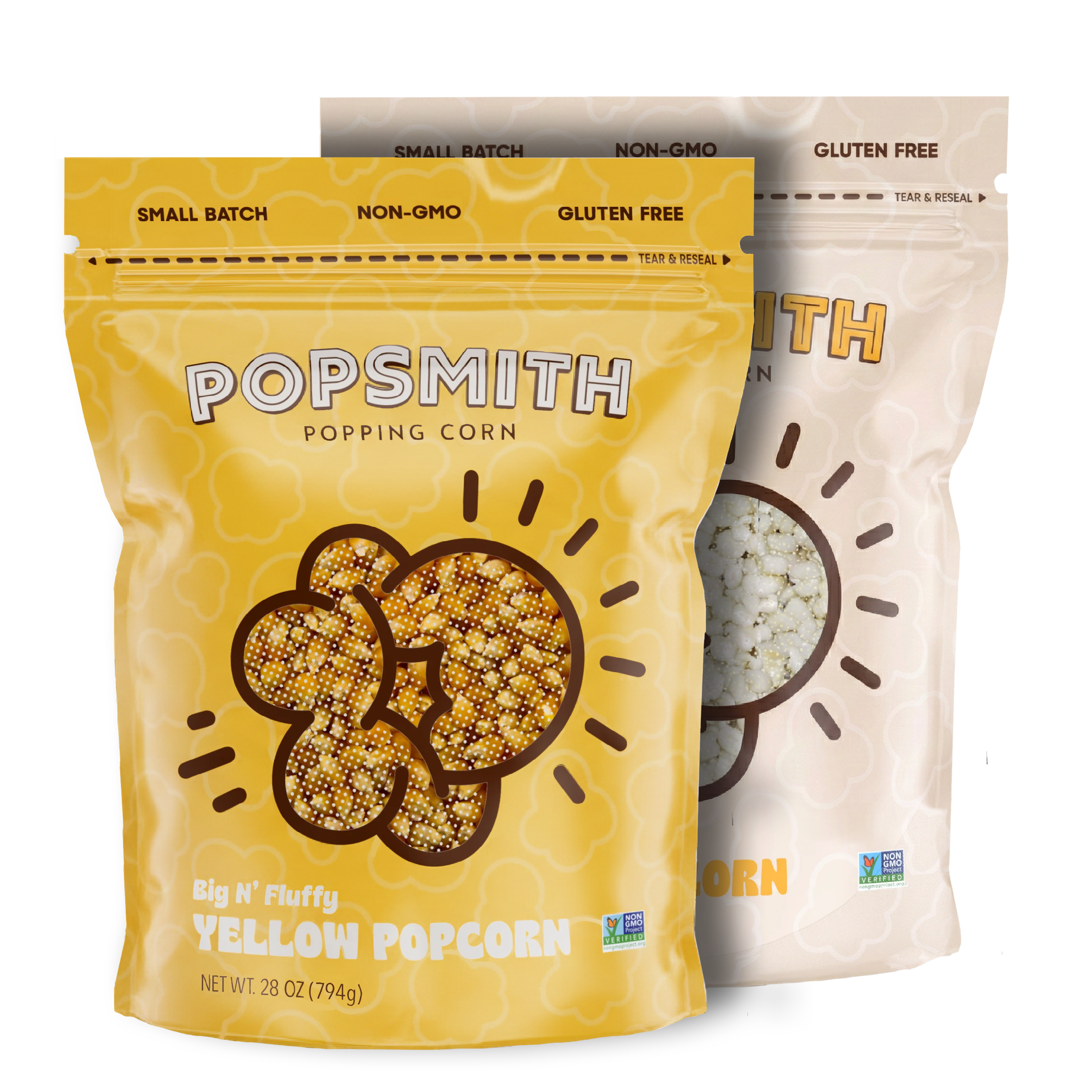 Yellow and White Popping Corn Kernels - Popsmith