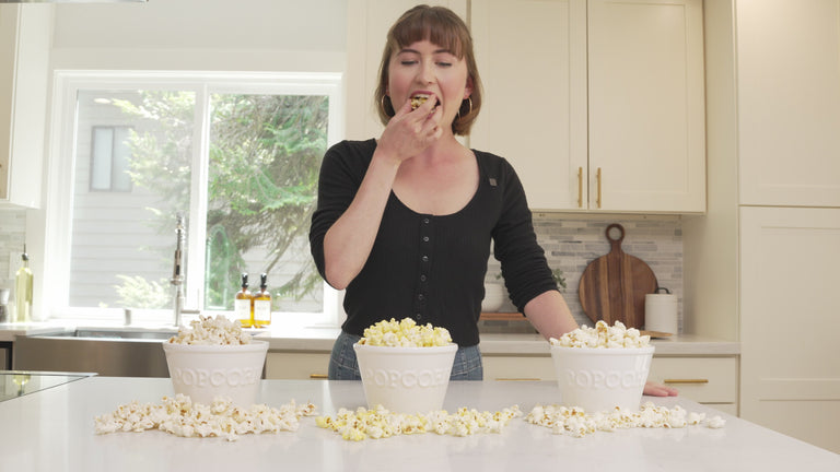 People taste test microwave popcorn, Popsmith popcorn, and bagged popcorn